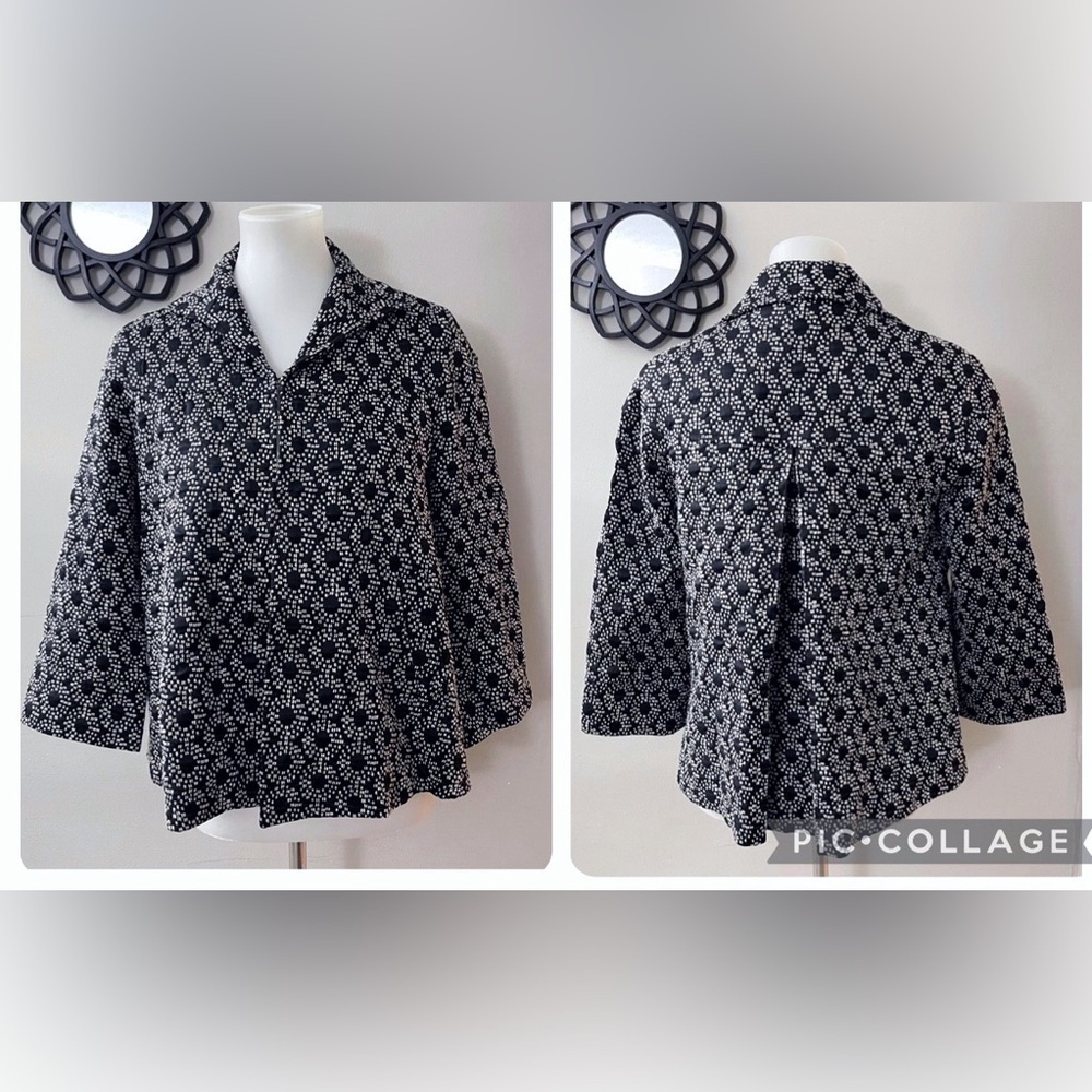 Lafayette 148 New York Jacket Black & White Cape Style Quiet Luxury Chic Holiday